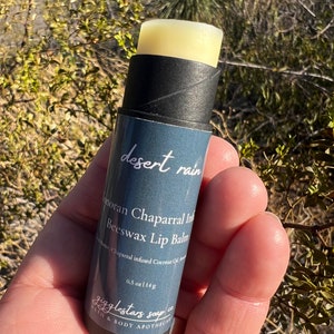 Desert Rain Creosote Beeswax Lip Balm | Eco Friendly Beauty | Natural Skin Care | Moisturizing Lip Balm | Dry Lip Care |  Cocoa Butter