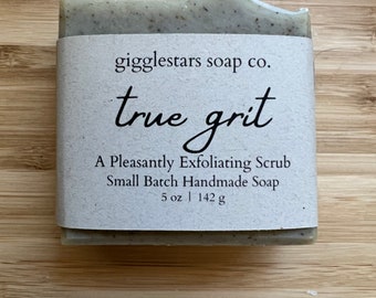 True Grit | Scrubby Gardeners & Mechanics Handmade Cold Process Botanical Essential Oil Exfoliating Soap | Vegan | Moisturizing Natural Clay