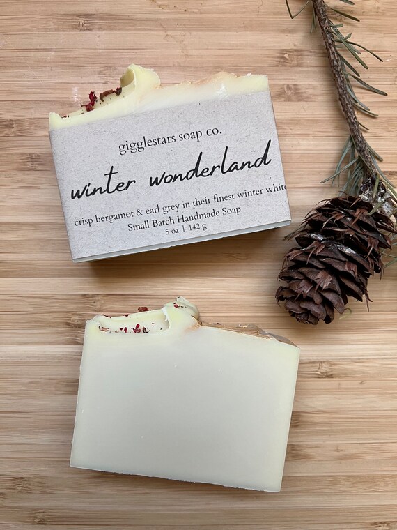 Winter Wonderland Holiday Gift Soap | Cold Process Handmade Soap | Stocking Stuffer | Handmade Gift | Botanical Soap | Cocoa Butter