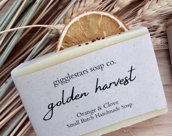 Limited Edition FALL Orange Clove Cinnamon Soap | Golden Harvest, Handmade Palm Free