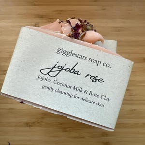 Handmade Jojoba Rose Face Soap | Vegan Palm Free, Sensitive Skin Rose Clay