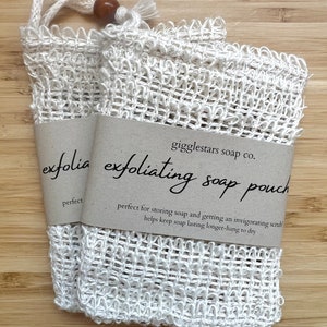 Natural Sisal Soap Saver Bag |  Exfoliating Scrubbing Cloth | Biodegradable Eco Natural Home | Soap Ends | Drying Pouch