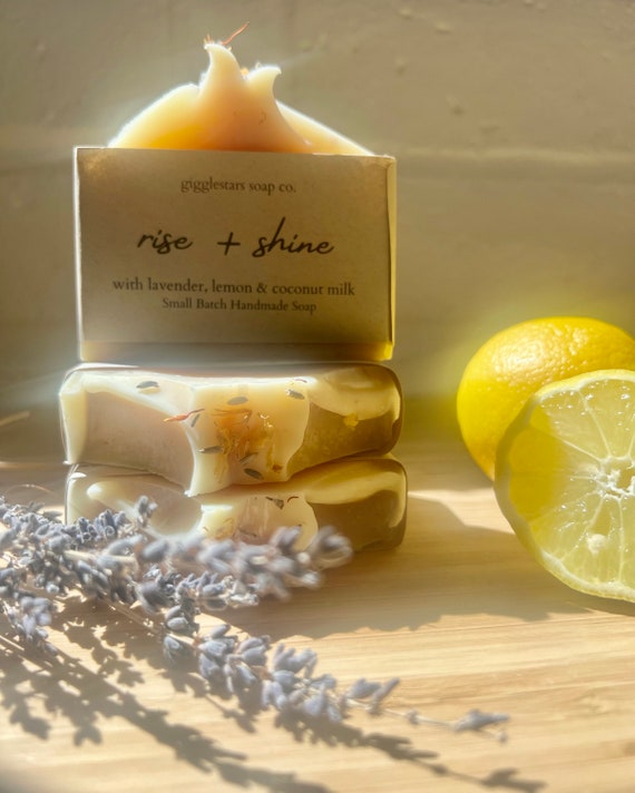 Lavender and Lemon Essential Oil Cold Process Moisturizing and Refreshing Soap | VEGAN | Shea and Cocoa Butter | Aloe