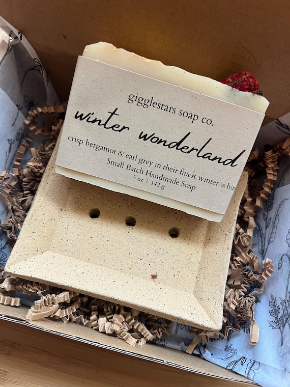 Soap Singlet Handmade Gift Box Set |  Natural Hand Crafted Soap  | Handmade Ceramic Soap Dish Unisex | co worker, friend, mom