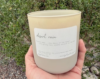 Desert Rain Candle – Creosote, Vegan Coconut Soy Wax, Wooden Wick