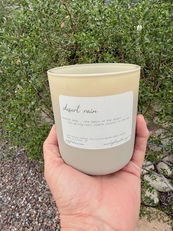 Desert Rain Candle – Creosote, Vegan Coconut Soy Wax, Wooden Wick