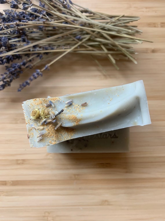 Blue Cambrian Clay Cold Process Face Soap HERBACIOUS Lavender & Rosemary Sensitive Skin Soothing Palm Free Detoxifying Skin Care VEGAN