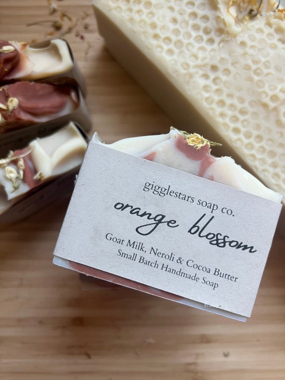 ORANGE BLOSSOM Neroli Goat Milk Cold Process Handmade Soap | Sensitive Dry Skin  | All Natural Soothing Sensitive Skin Care | Mineral Clay