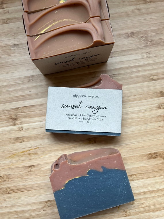 Sunset Canyon Cold Process Handmade Soap | Activated Charcoal Detoxifying Moisturizing | Vegan | Unisex | Cocoa Butter