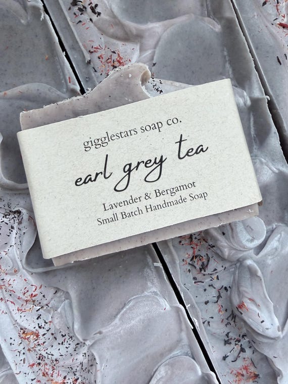 Earl Grey, Lavender & Bergamot Small Batch Cold Process Handmade Soap | Vegan | Moisturizing Exfoliating  | Men Woman Gift | Essential Oil