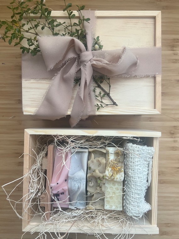 Desert Theme Cold Process Soap Set | Wooden Gift Box, Natural Oils, Essential Oils