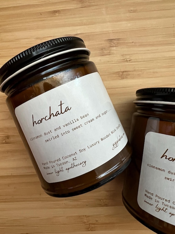 Horchata Scented Cozy Candle, Vanilla Cinnamon, Apricot Soy Wax, Wood Wick, 8 oz