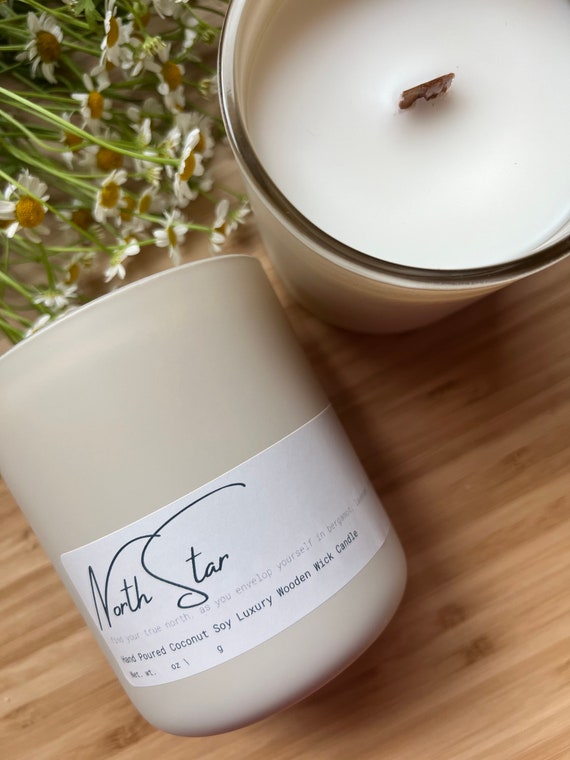 NORTH STAR Aromatherapy  | Hand Poured Luxury Coconut Soy Wax Candle | Glass Vessel | Wood Wick | Housewarming | Spa | Vegan | SHAMPURE