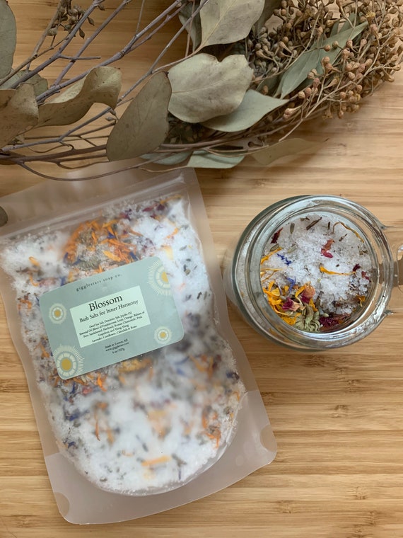 Blossom Essential Oil Relaxation Mineral Bath Salts | Floral Spa Gift | Detox | Natural Body | Dead Sea Salt | Bridal Shower Bridesmaid  Eco
