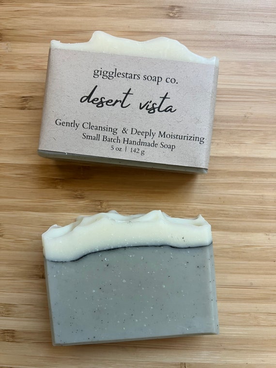 Desert Vista | Bergamot Patchouli Essential Oil Cold Process Moisturizing Gentle Natural Soap | French Green Clay Detox | Vegan | Palm Free