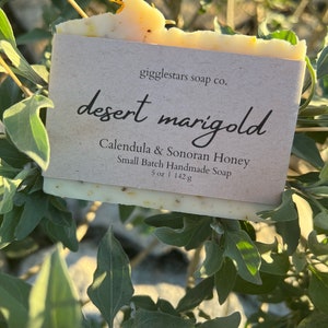 Desert Marigold Light and Fresh Chamomile, Calendula & Honey Cold Process Soap | Sensitive Skin | Mature Skin  | Natural Skin