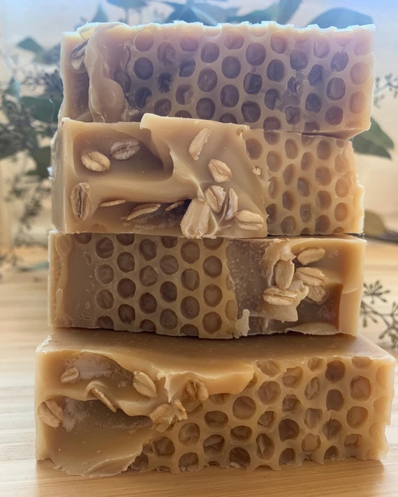 Soothing Goat Milk, Honey & Oatmeal Handmade Soap | Small batch soap  |Raw Honey | Cold Process | Dry Skin | Mature Skin | All Natural Soap