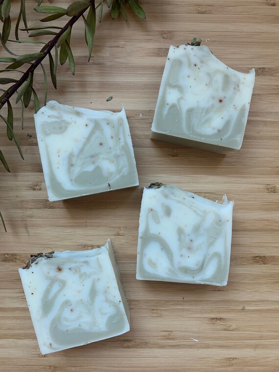 Refreshing Minty Greens Peppermint  Eucalyptus Rosemary Spearmint Cold Process Handmade Soap, Cocoa Butter, Essential Oil Gift  Vegan