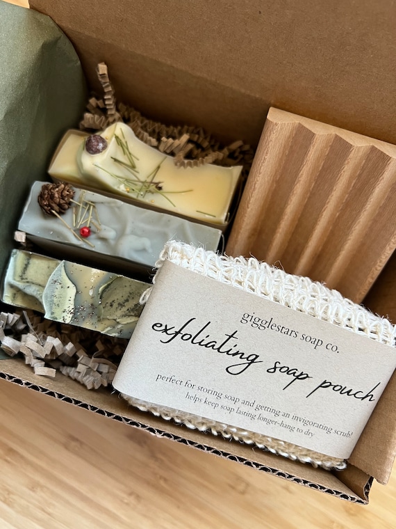 Soap Trio Handmade Gift Box Set |  Natural Hand Crafted Soaps | Soap Dish | Soap Bag | Unisex | Vegan choices