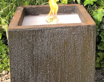 WeberHomemade | XXL Wachsfresser | Kerzenfresser | 23x23x23 cm | Schmelzlicht Rost Optik Cube Würfel Gartenfeuer Dauerbrenner Outdoor Kerze