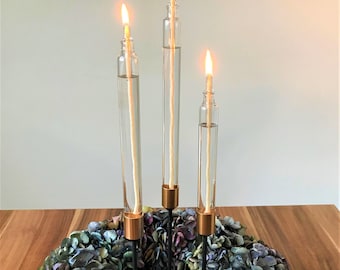 Öllampe Glas - 3 Größen - modern Stabkerze Dauerkerze Glaskerze Kerze Glas Tischlampe Leuchte Geschenk Frau Muttertag edle Tischdekoration