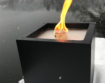 XXL Wachsfresser Cube Würfel | schwarz matt | Kerzenfresser Wachsfresser Gartenfeuer Dauerbrenner Outdoor   Terrassenfeuer | WeberHomemade