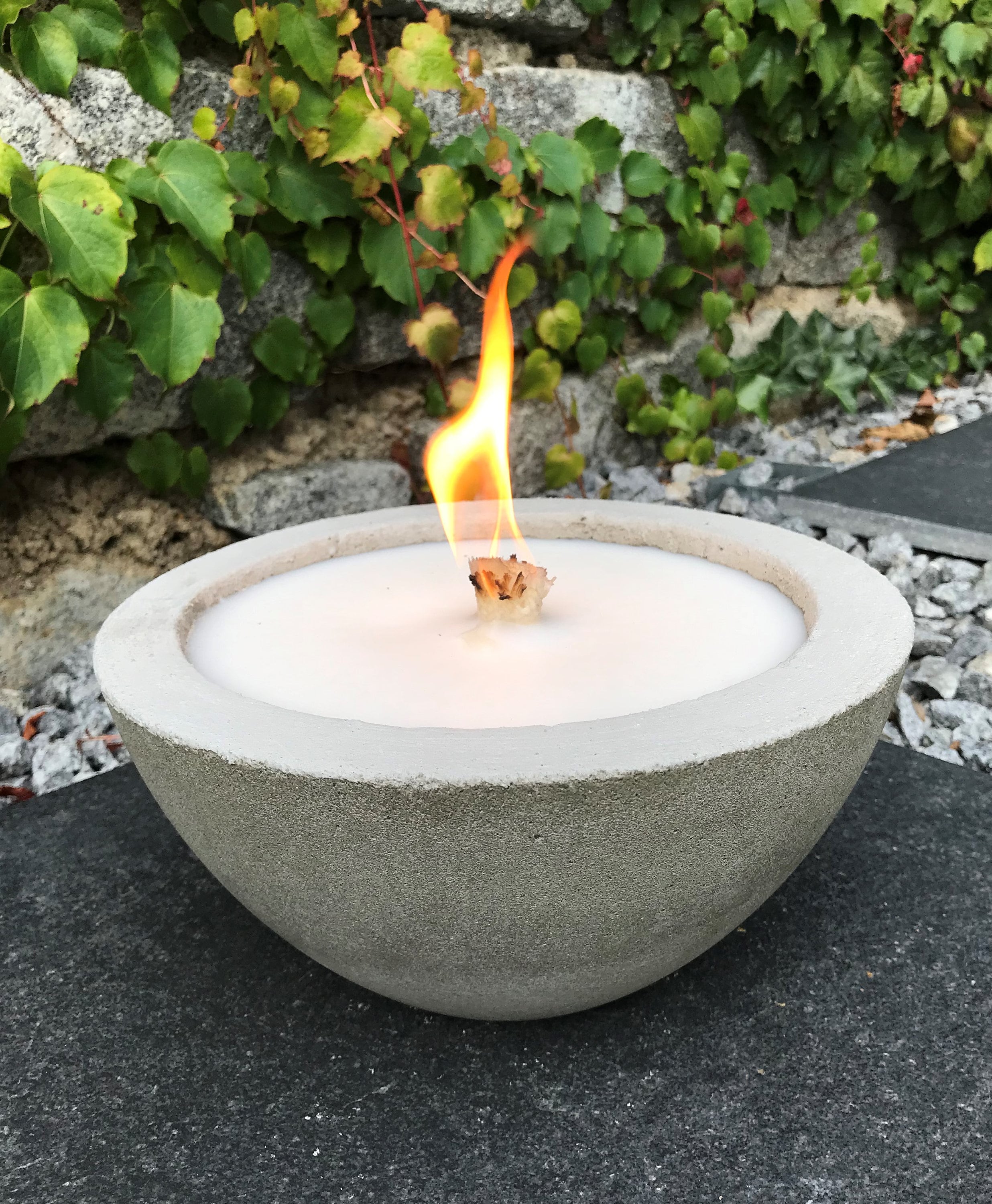 XXL concrete candle eater, wax eater, melting light | Ø 24 cm x 11 cm | XXL concrete candle | Continuous fire fire bowl with narrow rim, outdoor candle