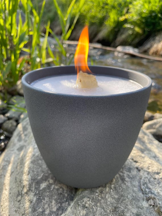 WeberHomemade | Kerzenfresser | Wachsfresser | Schmelzlicht | WeberHomemade | 14 x 12 cm grau groß Tischfeuer Wachsfeuer Balkonfeuer Outdoor