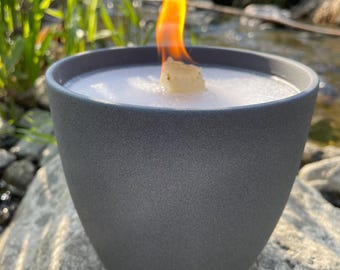 WeberHomemade | Outdoor Schmelzlicht | Kerzenfresser | Wachsfresser - grau  silber weiß braun schwarz taupe 14 x 12 cm Tischfeuer Dauerdocht