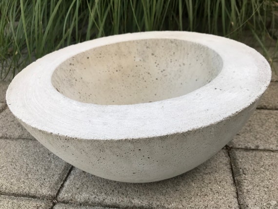 XXL Beton Pflanzschale groß | 28 x 12 cm | Betonschale Schale, Pflanzgefäß, Betontopf Obstschale, breiter Rand Pflanzkübel Grabschale modern