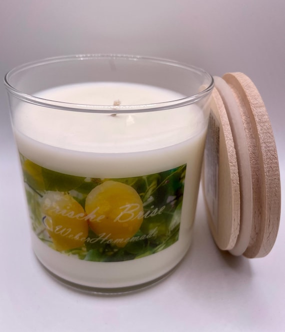Natürliche XXL Duftkerze | Frische Brise Zitrone | vegane nachhaltige Duftkerze | ätherisches Öl | personalisierbar | Sonnenblumenwachs