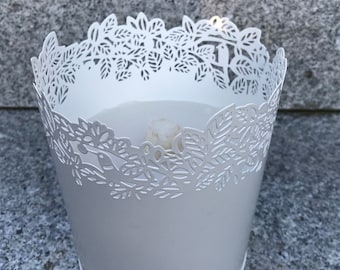 Schmelzlicht weiß Metall Tischfeuer Wachsfresser Wachsbrenner Dauerbrenner Outdoor Kerze Terrassenfeuer  Deko Terrasse, Balkon Geschenk