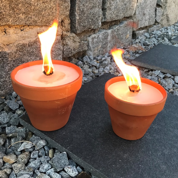 Schmelzlicht Keramik Tischfeuer Wachsbrenner Dauerbrenner, Outdoor Kerze, Wachsfresser Terrassenfeuer Geschenk,  Deko Terrasse, Balkon