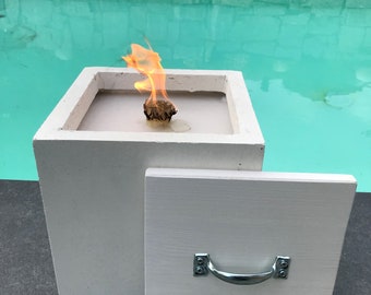 XXL Kerzenfresser | Wachsfresser | Schmelzlicht - Cube Würfel weiß / Sand |WeberHomemade | Wachsbrenner Outdoor Sturmfeuer Poollicht