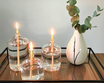 WeberHomemade | Öllampe Glas | Ø 60 mm | Zylinder | 3 Größen wählbar | modern Glaszylinder Dauerkerze Glaskerze Tischlampe Tischdekoration