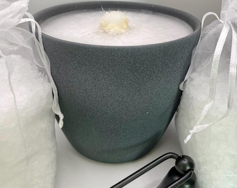 WeberHomemade | Kerzenfresser | Wachsfresser | Geschenkset |Schmelzlicht | WeberHomemade | grau groß, Tischfeuer, Wachsbrenner Balkonfeuer