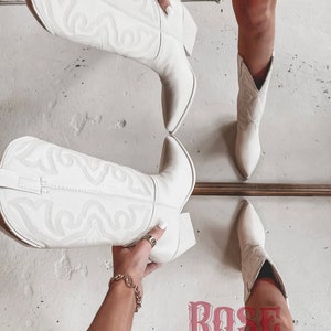 White Cowboy Boots White Cowgirl Boots Festival Boots Thigh High Boots