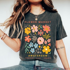 Comfort Kleuren Shirt Wildflower Tshirt Wild Bloemen Shirt Floral Tshirt Flower Shirt Cadeau voor Vrouwen Dames Shirts Beste Vriend Cadeau Amsterdam