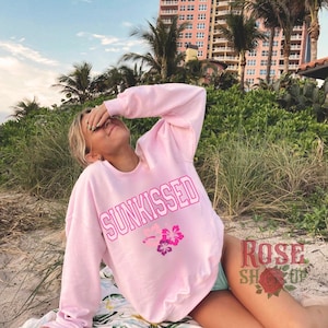 Preppy Sweatshirt Sunkissed Crewneck Sweatshirt Trendy Crewneck Oversized Sweatshirt Beach Sweater Trendy Sweatshirt Coconut Girl Clothes Y2