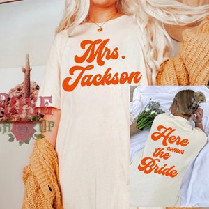 Custom Mrs. Bride Shirt Comfort Colors Shirt Custom Bridesmaid Shirts Custom Text T-Shirt Gift For Bride Custom Retro Y2K Comfort Colors Tee
