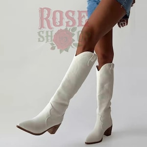 Cowboy Boots Cowgirl Boots Nashville Bachelorette Leather Boots Knee High Boots Black Boots White Cowboy Boots Nashville Boots Gifts for Her