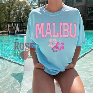 Malibu Shirt Comfort Colors Shirt Coconut Girl Clothes Oversized Shirt Summer Shirt Beach Shirt Hibiscus Flower T-shirt Trendy Clothes Y2K