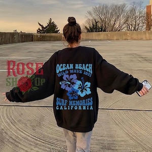 Siesta Beach Hoodie Green Ocean Beach Hoodie Beachy Sweatshirt Hoodie With Words on Back Hibiscus Hoodie Aesthetic Hoodie Trendy Hoodies y2K