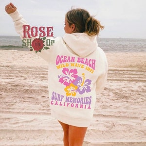 Siesta Beach Hoodie Green Ocean Beach Hoodie Beachy Sweatshirt Hoodie With Words on Back Hibiscus Hoodie Aesthetic Hoodie Trendy Hoodies y2K