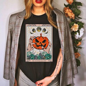 Tarot Camisa Tarot Camisas Mujeres Halloween Crewneck Halloween Sudadera Vintage Planta Mamá Camisa Fases Luna Camisa Psicodélico Tarot Calabaza