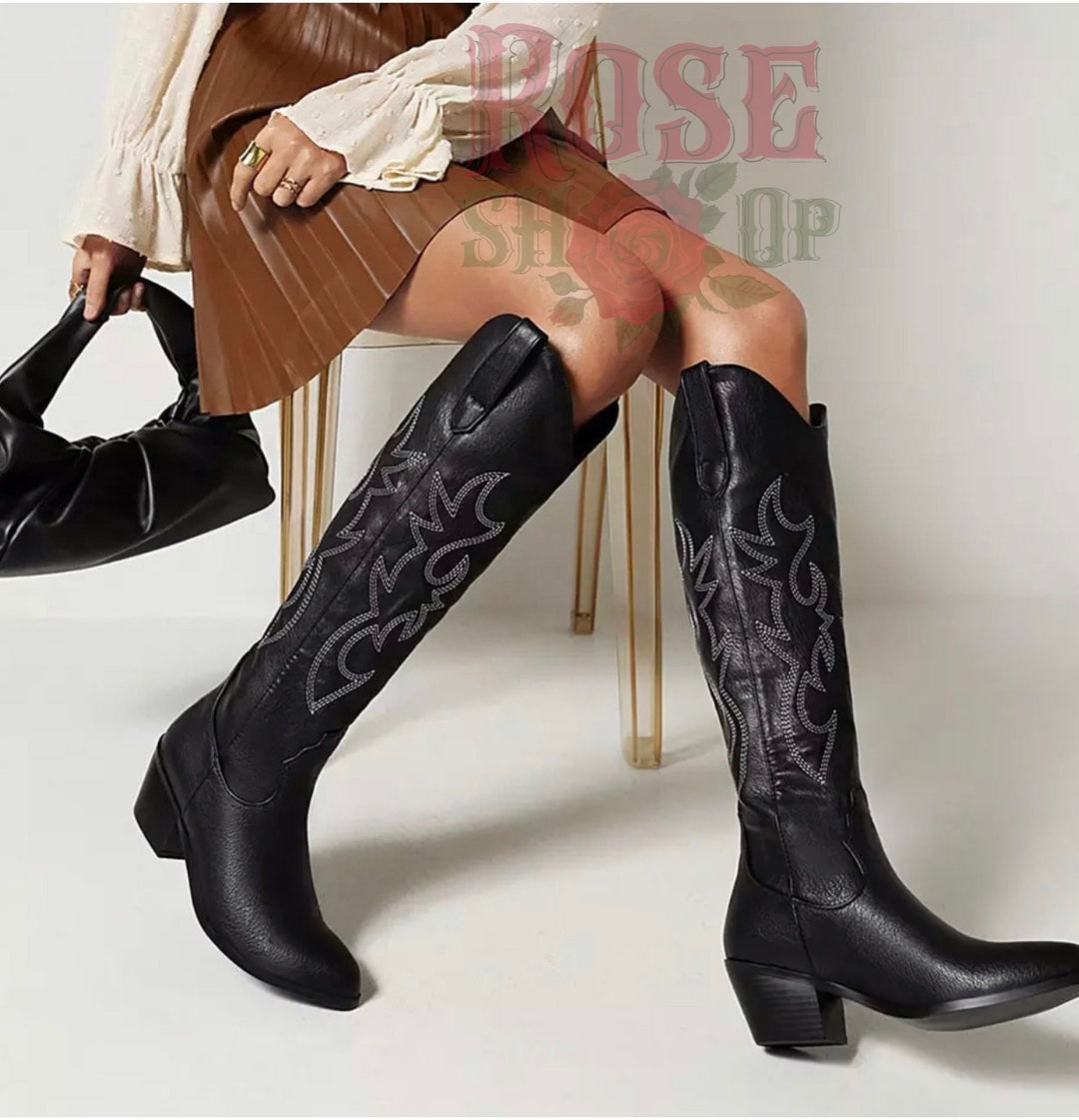 Cowboy Boots Cowgirl Boots Nashville Bachelorette Leather Boots Knee ...
