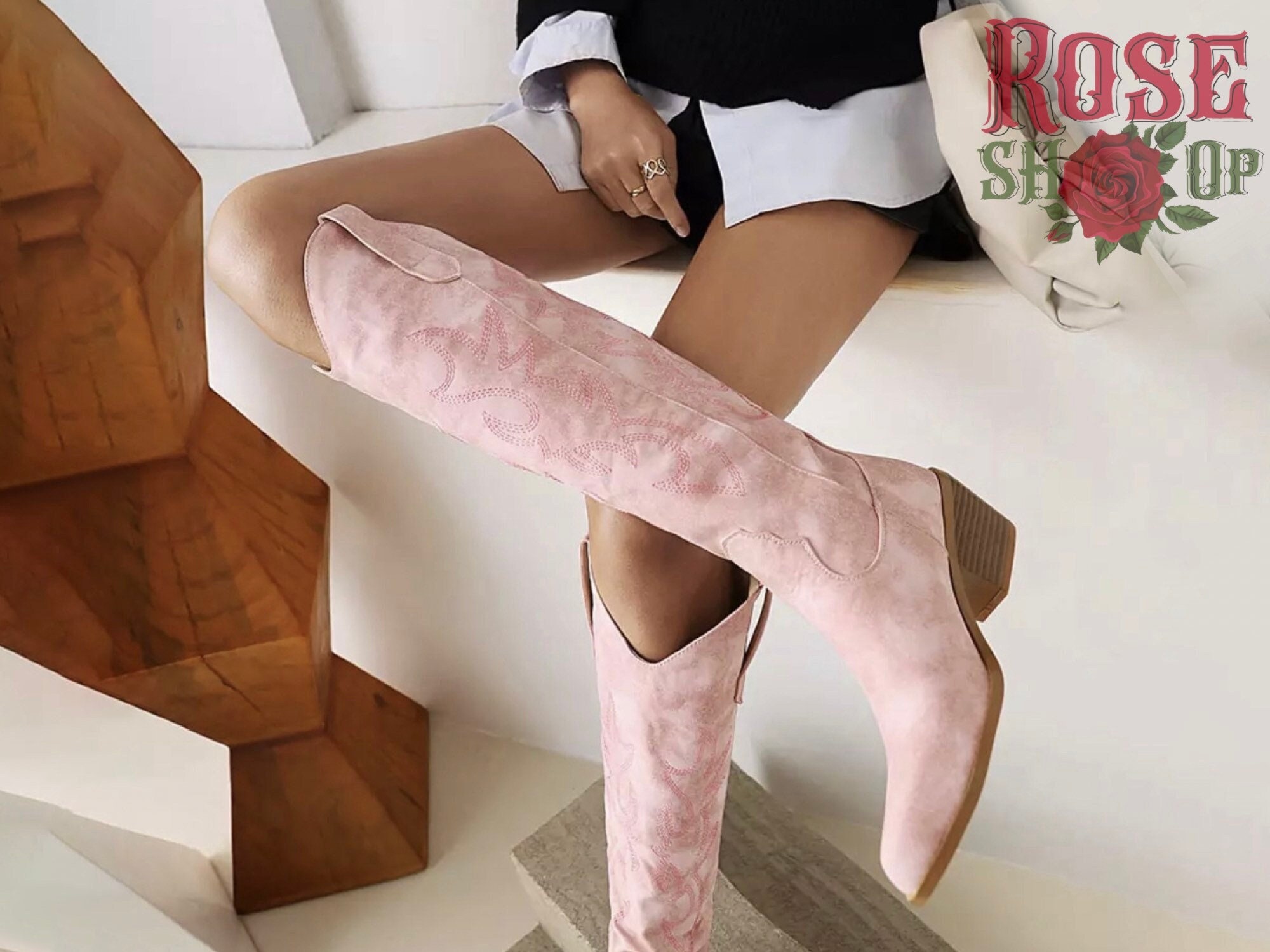 Pink over shop the knee boots