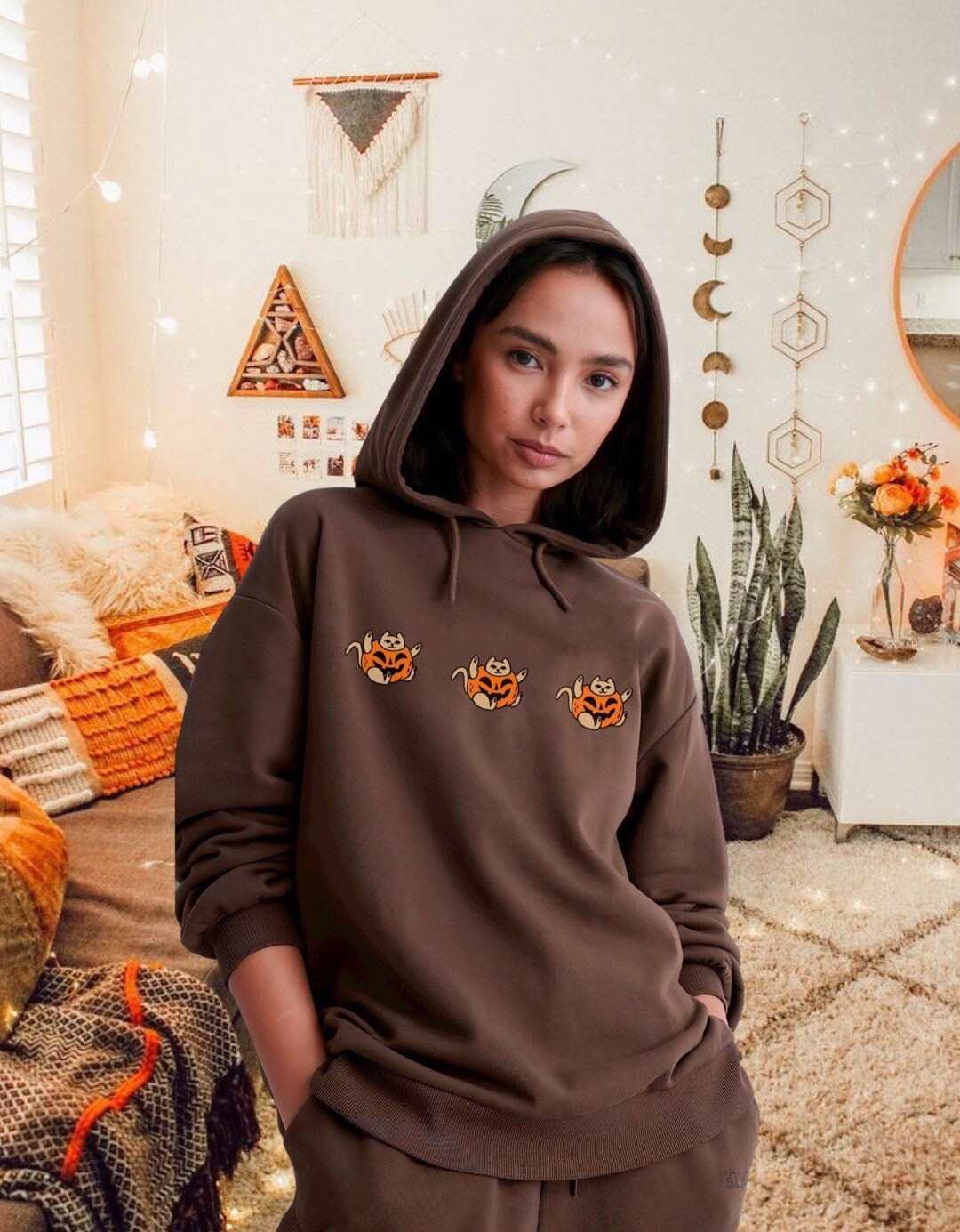 Katze Hoodie Katzenpullover Halloween Crewneck Halloween Pullover