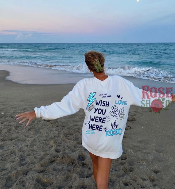Preppy Sweatshirt Trendy Crewneck Wish You Were Here Sorority - Etsy