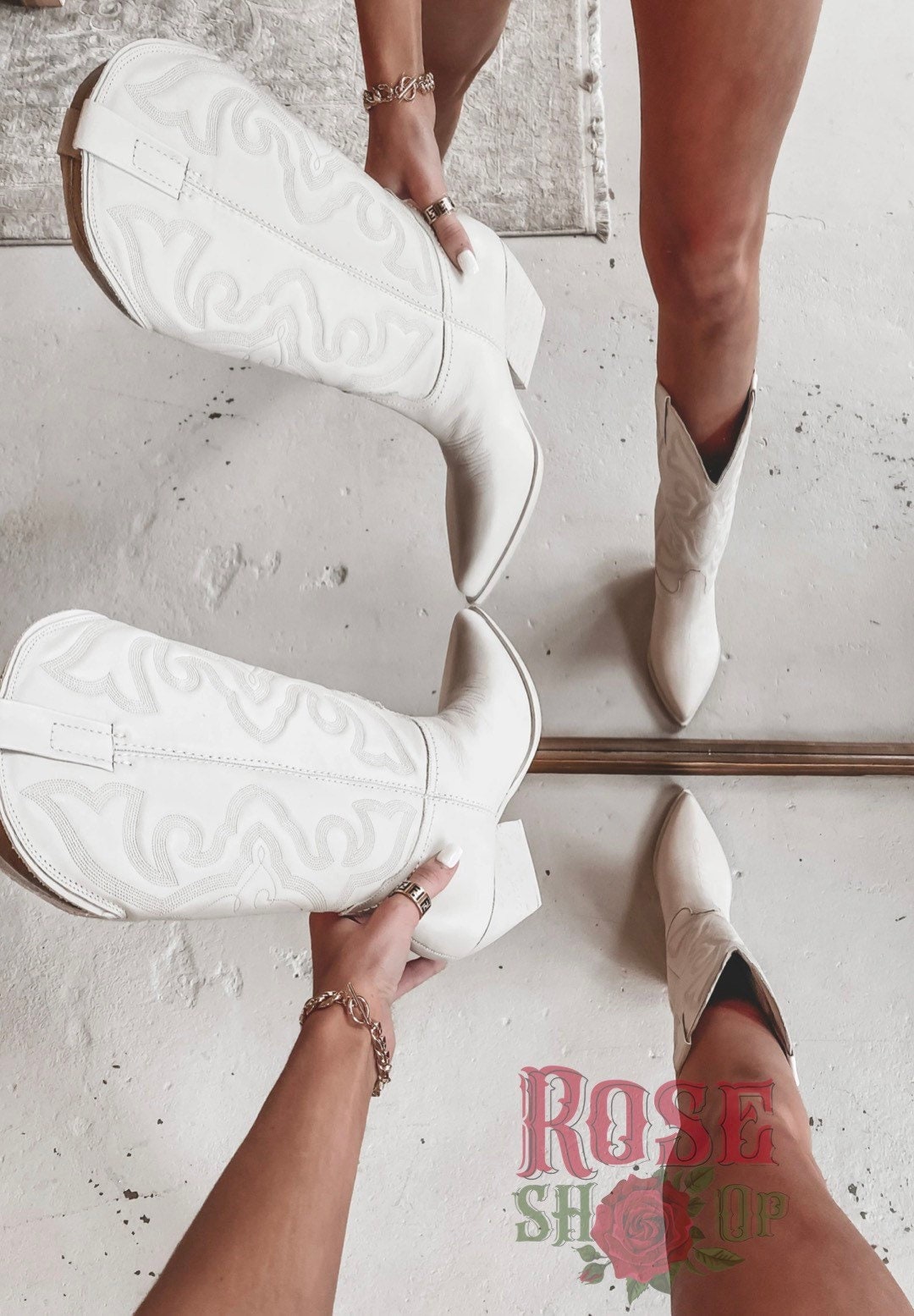 All white cowboy boots hotsell